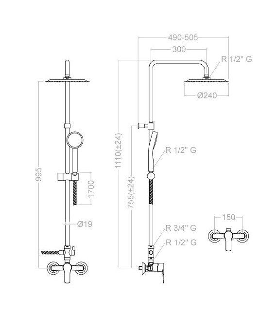 RAMON SOLER 1878 RP240 Titanium Grifo Gran Ducha