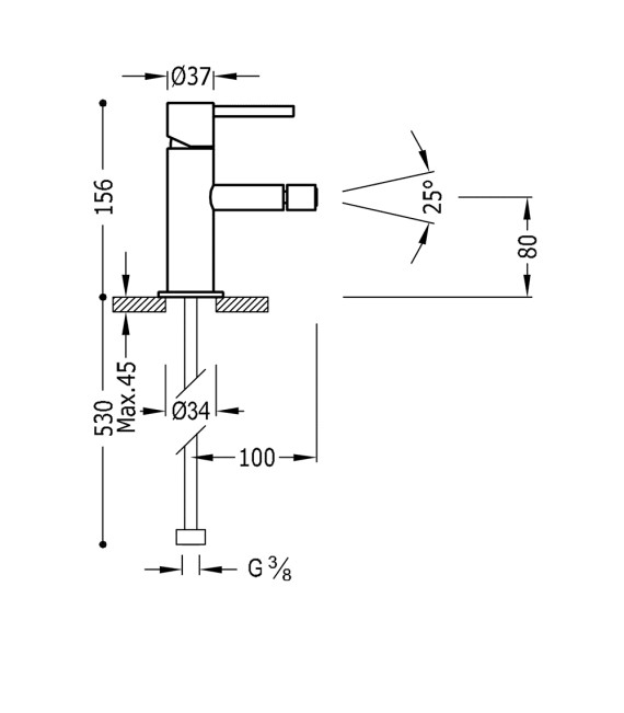 STUDY-TRES 06212001BM Grifo Bidé Blanco Mate