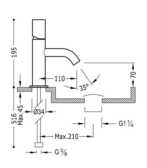 TRES 26190301NM STUDY COLORS Grifo Lavabo