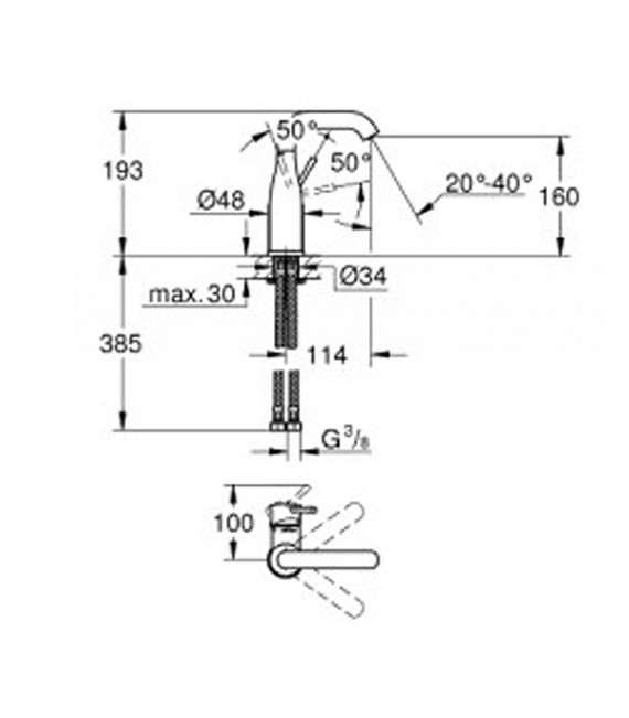 GROHE 23 463 001 ESSENCE Grifo Lavabo M Cuerpo Liso