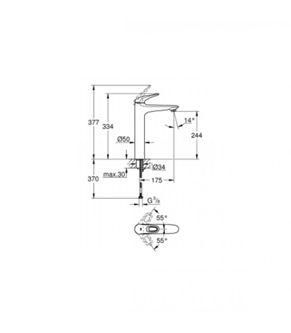 GROHE 23 570 003 EUROSTYLE NEW Grifo Lavabo XL Cuerpo Liso