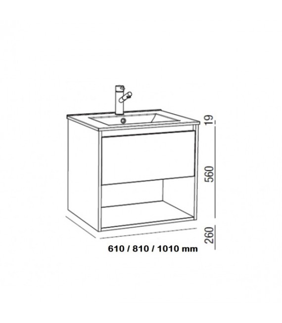 SALGAR NOJA Mueble+Lavabo Con 1 Cajón Gris Mate
