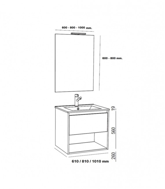 SALGAR NOJA Conjunto Mueble 1 Cajón Completo Roble Eternity