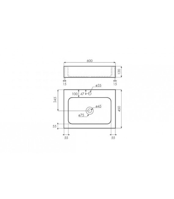 BATHCO 6006 LUENA 600 Lavabo Solid Surface