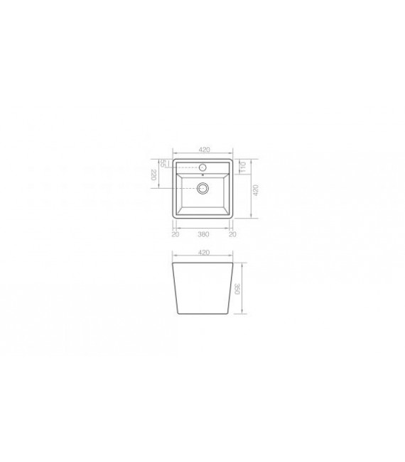 BATHCO 4059 GENOVA-B Lavabo Porcelana Cuadrado Alto