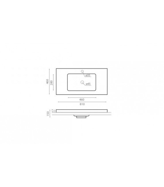 BATHCO 4066 LIEBANA 80 Lavabo Rectangular