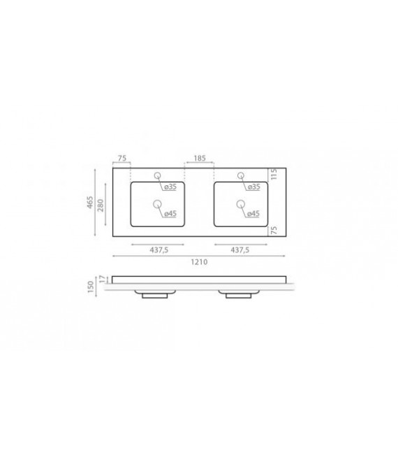 BATHCO 4068 LIEBANA 120 Lavabo Rectangular (doble poza)
