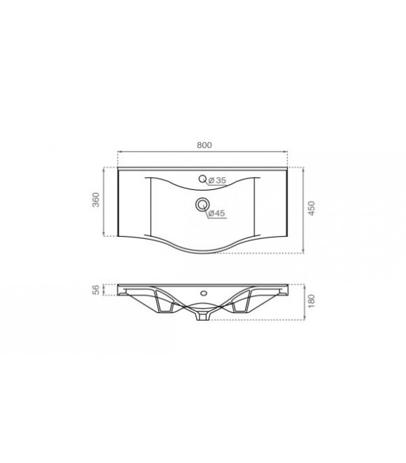 BATHCO 4092 HELSINKI 80 Lavabo Rectangular