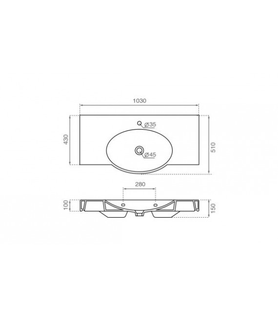 BATHCO 4095 COPENHAGUE 100 Lavabo Rectangular