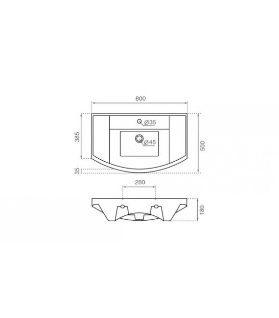 BATHCO 4096 OSLO 80 Lavabo Rectangular