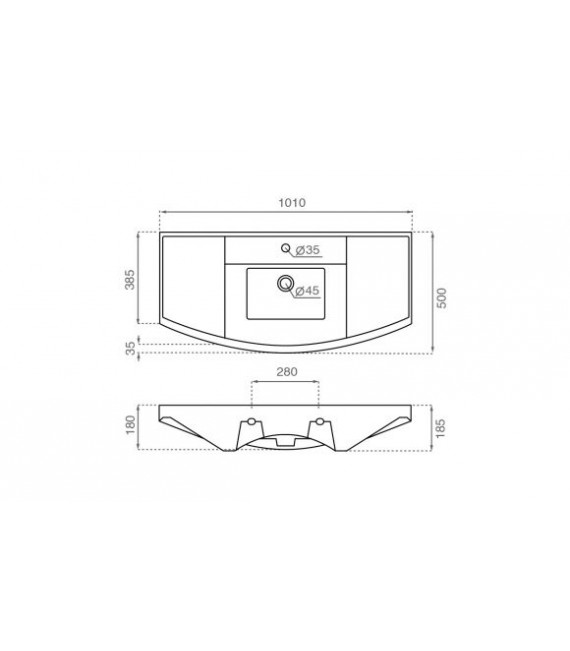 BATHCO 4097 OSLO 100 Lavabo Rectangular