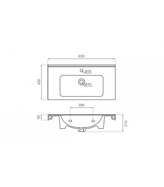 BATHCO 4098 PRAGA 80 Lavabo Rectangular