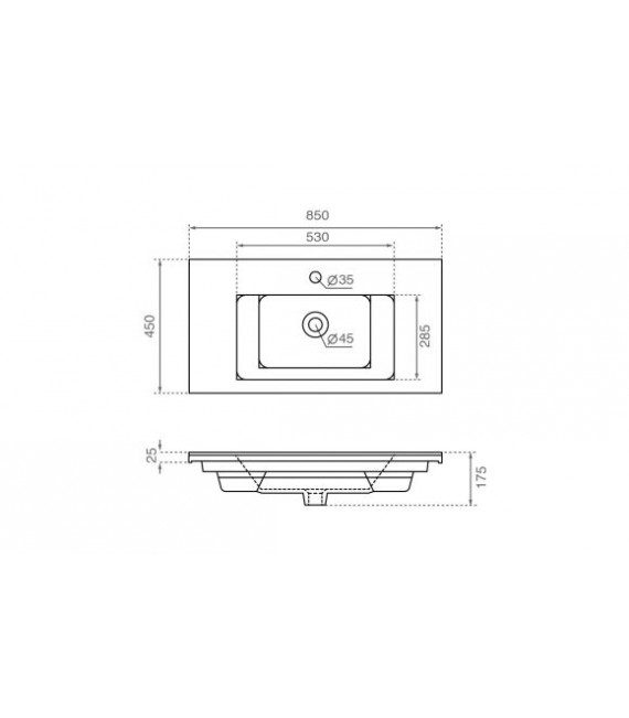 BATHCO 4100 RIGA 85 Lavabo Rectangular
