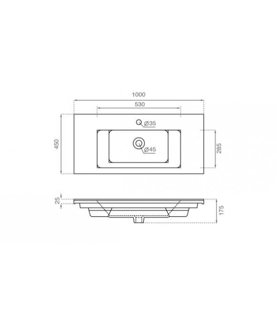 BATHCO 4101 RIGA 100 Lavabo Rectangular