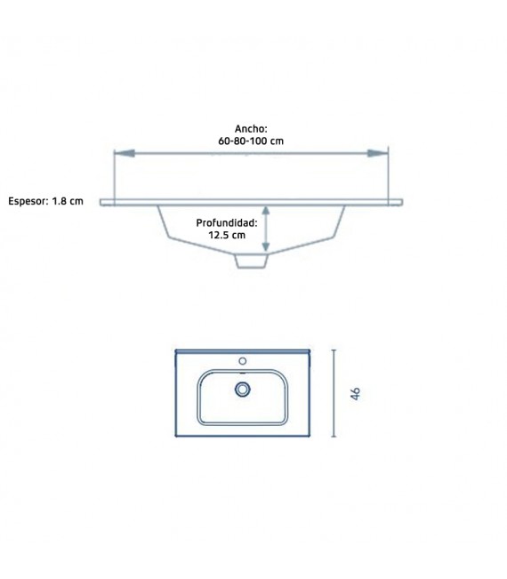 ROYO VITALE Mueble+Lavabo 2 Cajones F-46 Blanco Brillo