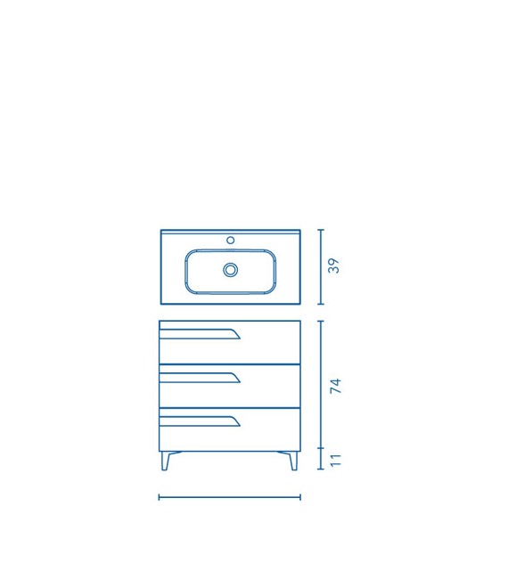 ROYO VITALE Conjunto Mueble 3 Cajones F-39 Blanco Nature