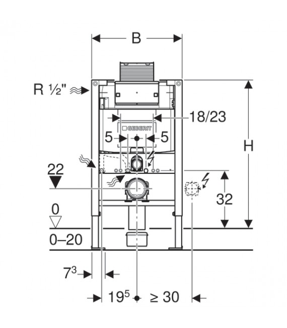 GEBERIT 111.003.001 DUOFIX Bastidor con cisterna empotrada inodoro suspendido