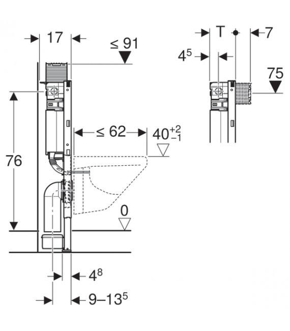 GEBERIT 111.003.001 DUOFIX Bastidor con cisterna empotrada inodoro suspendido