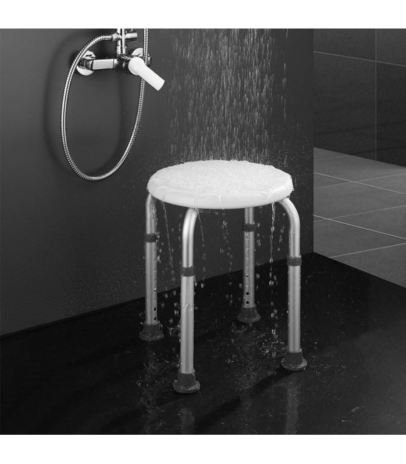LLAVISAN L144094 Banqueta Ducha Redonda aluminio y blanco