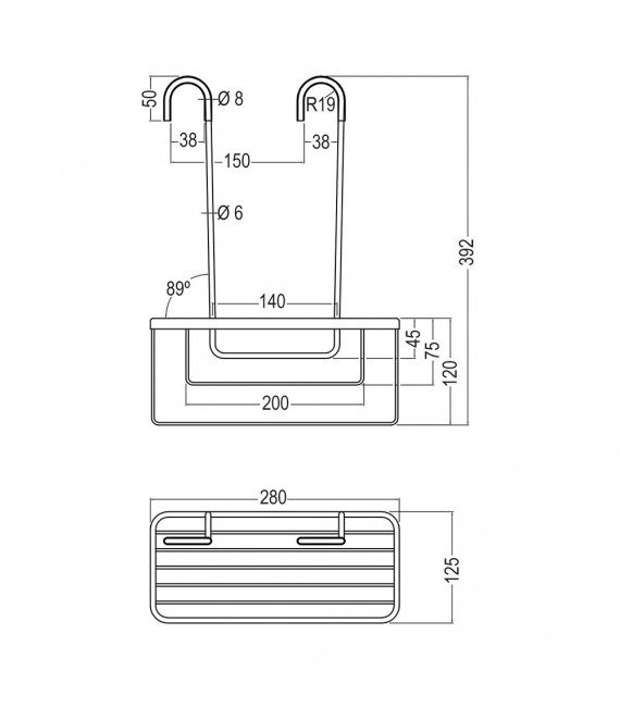 LLAVISAN L133924 SOLANO Cesta Ducha portagel sin taladros