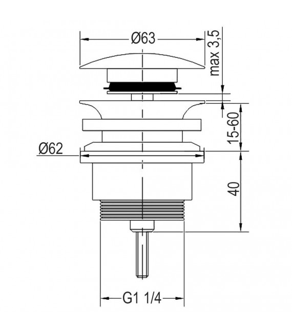 LLAVISAN L173914 Válvula Clic Clac de lavabo negro mate