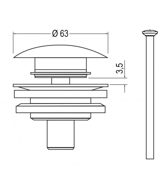 LLAVISAN L172143 Válvula Clic Clac de lavabo sin casquillo