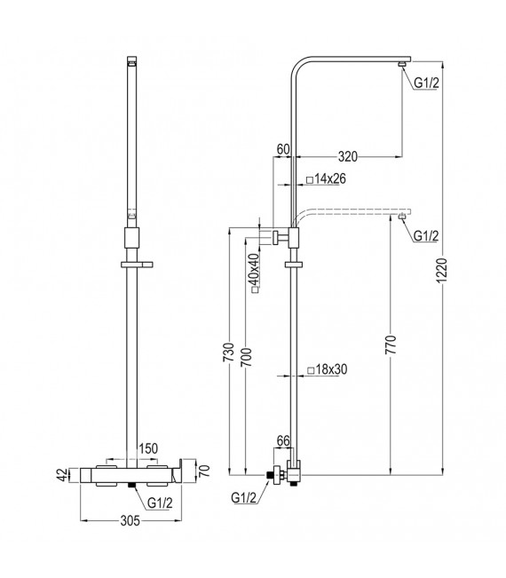 LLAVISAN L122354 CHEROKEE Dual Quad Columna Ducha monomando