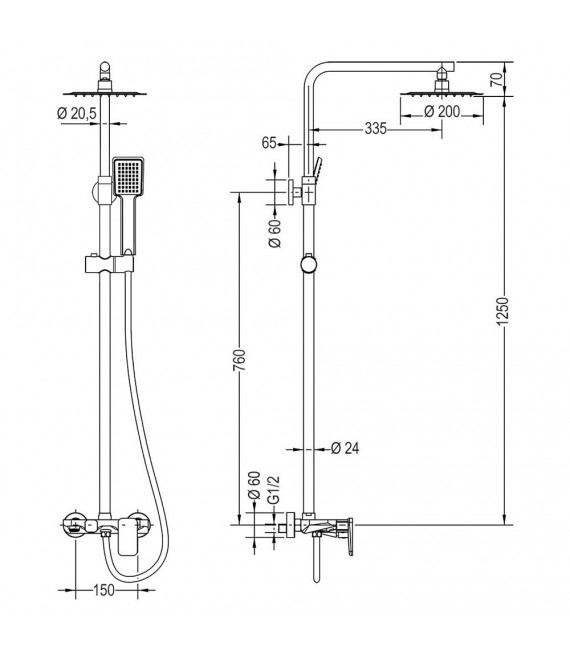 LLAVISAN L124124 DUAL QUAD Columna Ducha monomando