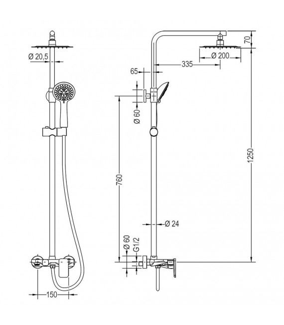 LLAVISAN L124044 DUAL ROUND Columna Ducha monomando
