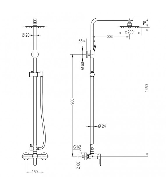 LLAVISAN L124324 SIOUX QUAD PLUS Columna Ducha monomando