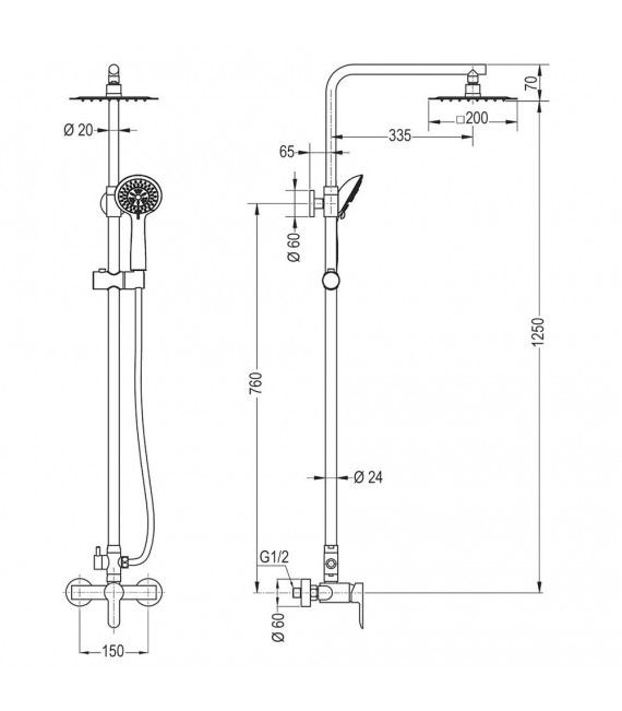 LLAVISAN L122434 SIOUX ROUND Columna Ducha monomando