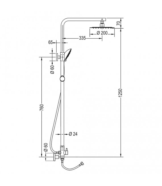 LLAVISAN L122304 ROUND Columna Ducha Sin Grifo