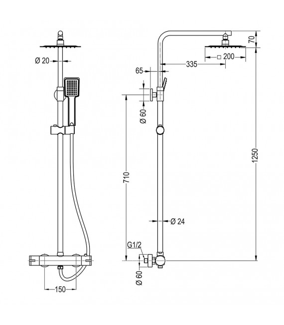 LLAVISAN L122694 QUAD Columna Ducha termostática