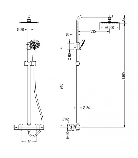 LLAVISAN L124194 ROUND PLUS Columna Ducha termostática Tacto Frío