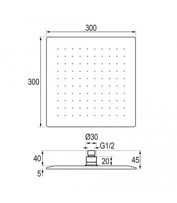 LLAVISAN L115334 Rociador efecto lluvia Cuadrado 30X30cm