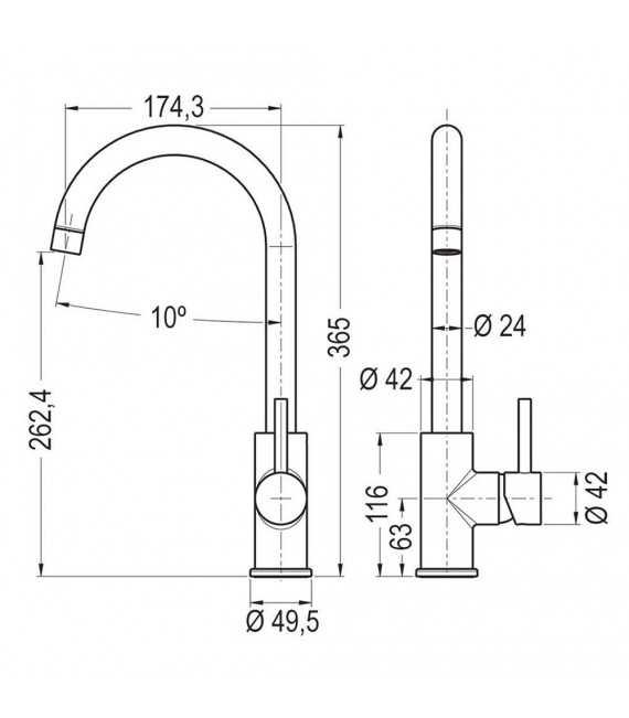 LLAVISAN L165214 CRETA Grifo de cocina monomando