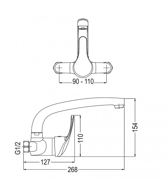 LLAVISAN L163104 Grifo de cocina monomando Pared 11cm