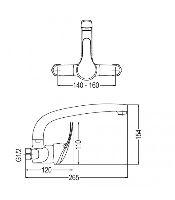 LLAVISAN L163094 Grifo de cocina monomando Pared 15cm