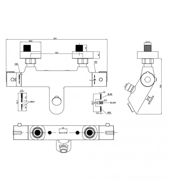 LLAVISAN L155724 BONN Grifo Ducha termostática latón