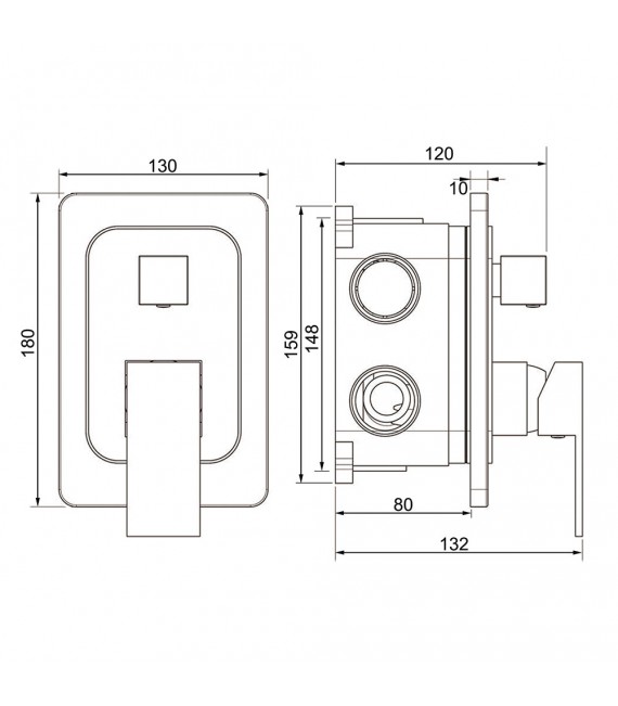LLAVISAN L154484 CHEROKEE Grifo de empotrar monomando Cuadrada Techo Cromo