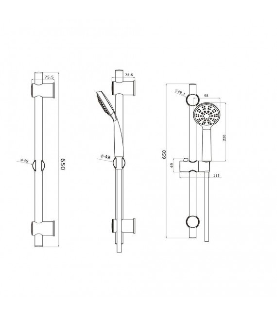 LLAVISAN L345874 ALASKA Kit barra Ducha con maneral