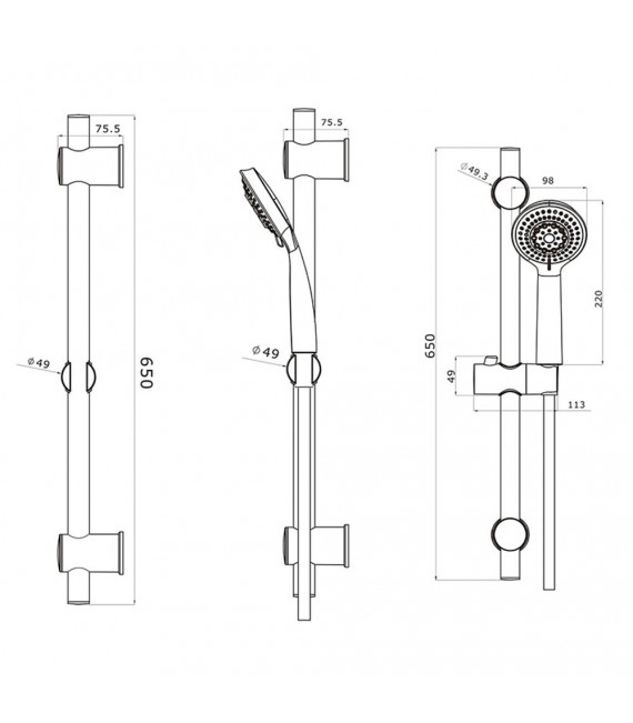 LLAVISAN L343954 TRENTO Kit barra Ducha con maneral