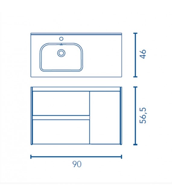 ROYO ALFA Mueble Con Lavabo 90 Blanco
