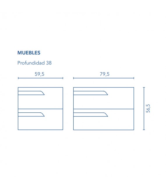 ROYO VITALE Mueble+Lavabo Con 2 Cajones F-39 Cms Blanco Nature
