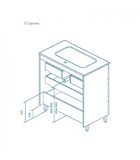 ROYO VITALE Conjunto Mueble 3 Cajones F-39 Fumé Mate
