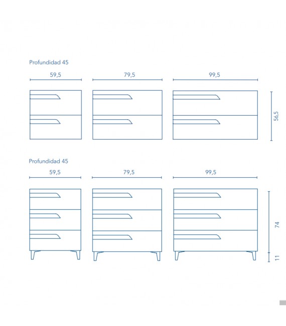 ROYO VITALE Conjunto Mueble 3 Cajones F-46 Blanco Nature