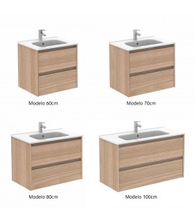 ROYO SANSA Mueble+Lavabo 2 Cajones Nogal