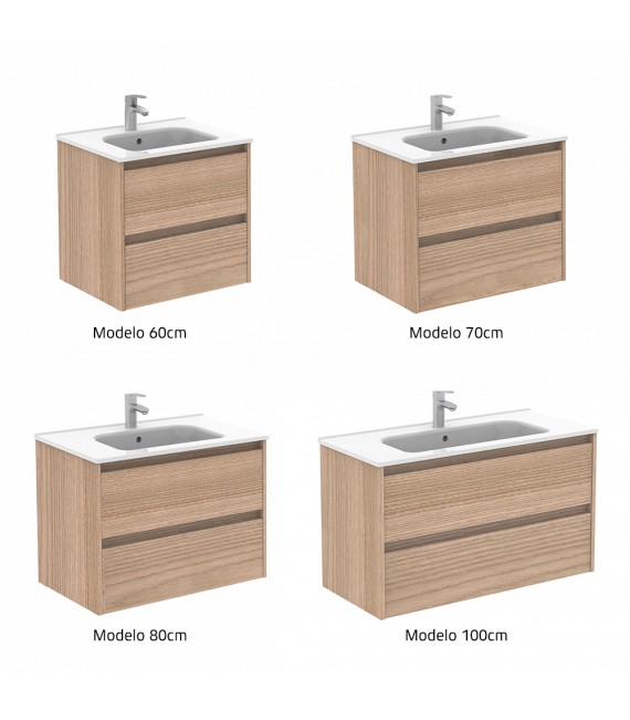 ROYO SANSA Mueble+Lavabo 2 Cajones Nogal