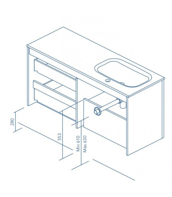 ROYO C0072332 LOOK+ Mueble Con Lavabo 120 Roble/Negro