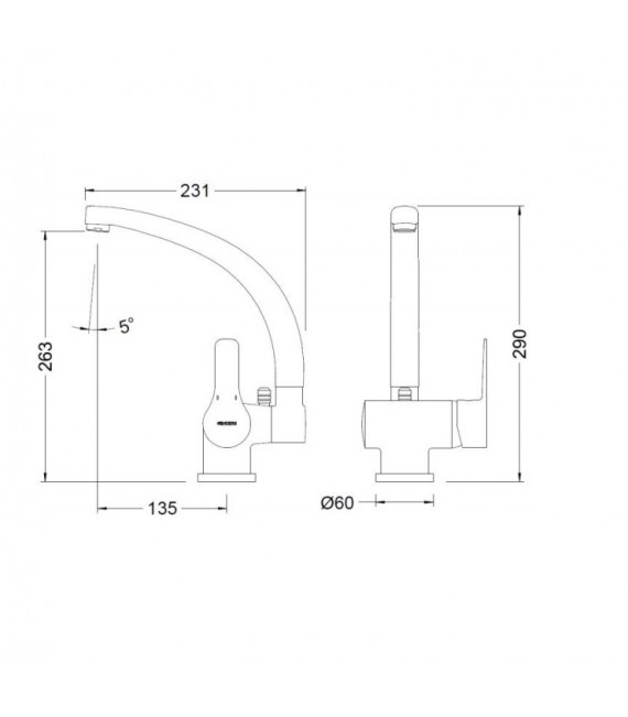 GENEBRE 61900 2845 66 Monomando Abatible De Fregadero K8
